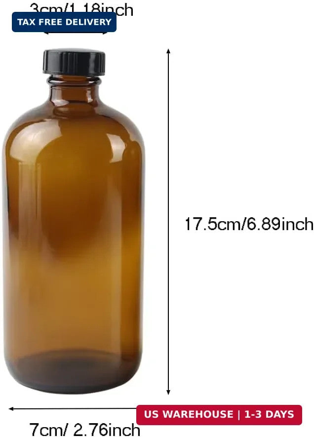 16oz Amber Glass Spray Bottles Refillable for Plants & Cleaning - 2 Pack