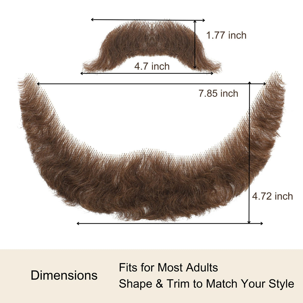 Realistic Human Hair Fake Beard & Mustache Set for Cosplay & Costume
