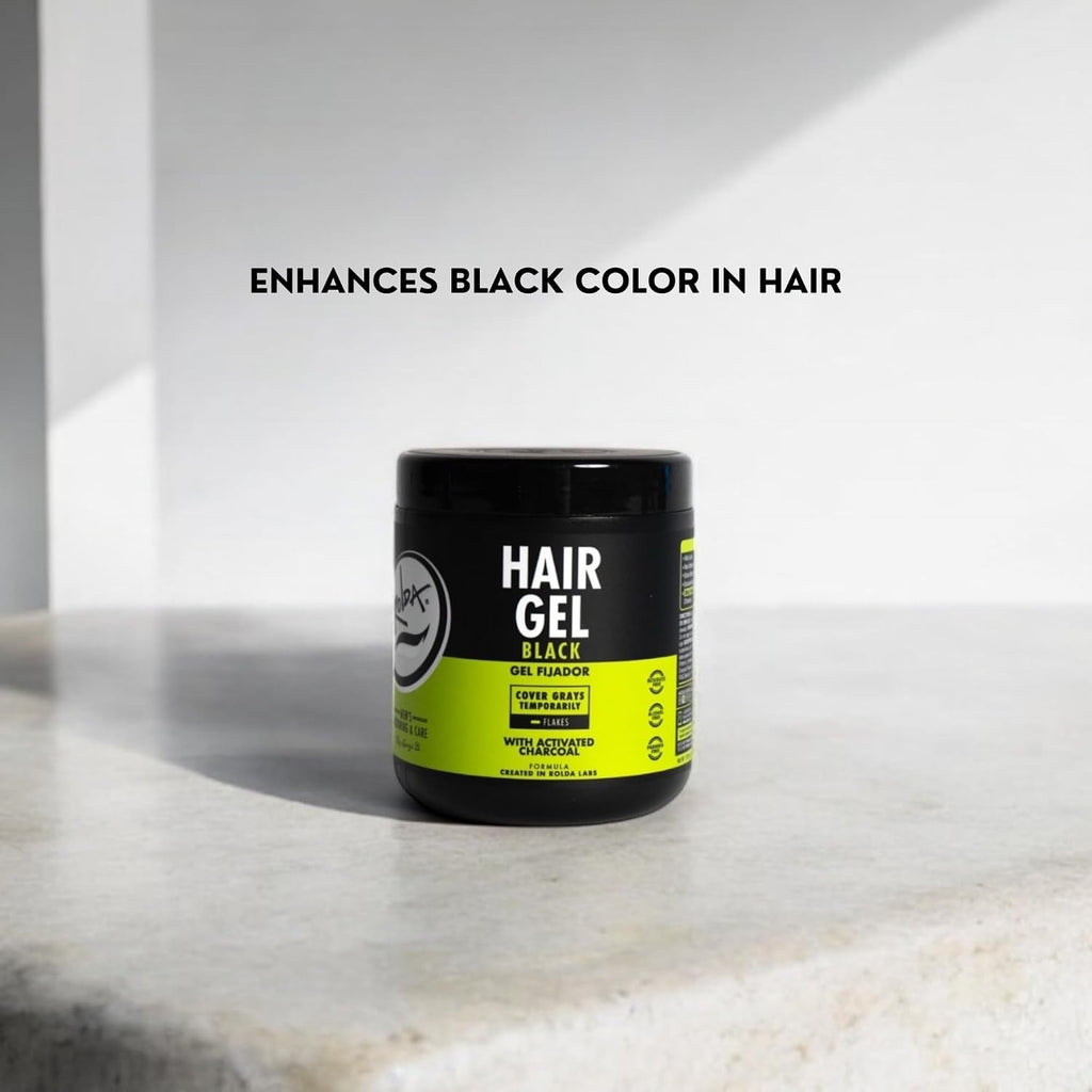 Black Hair Gel for Men - Medium Hold Styling with Activated Charcoal, 17.6 oz