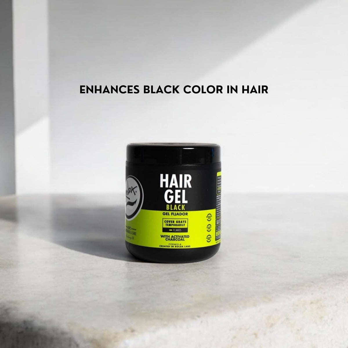 Black Hair Gel for Men - Medium Hold Styling with Activated Charcoal, 17.6 oz