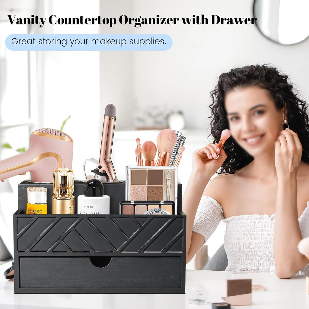 Hair Tool Organizer with Drawer and Wall Mount for Bathroom & Vanity