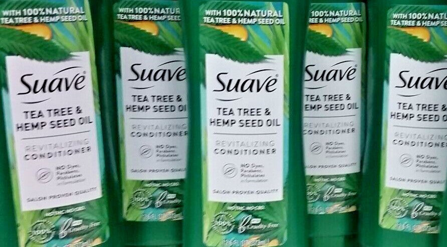 Lot of 5 Suave Tea Tree & Hemp Seed Oil Revitalizing Conditioners - 12.6 oz Each