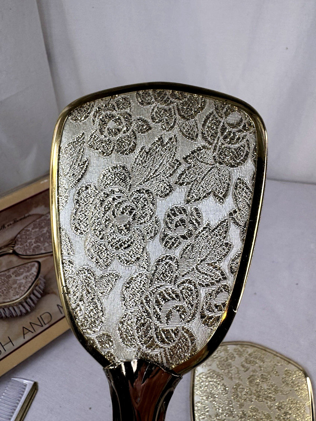 Vintage Brass Dresser Set with Mirror, Comb & Brush - Lady Fair