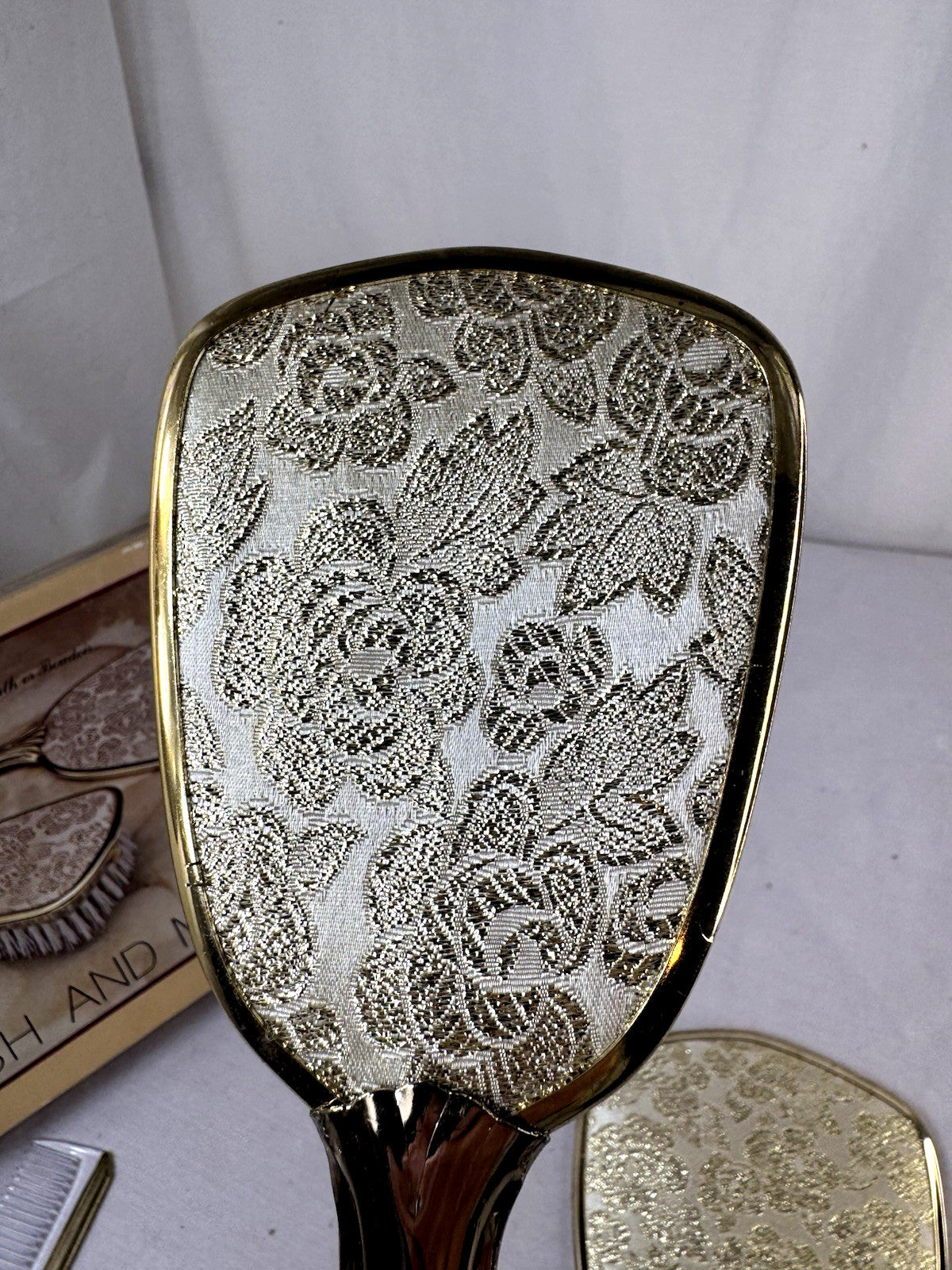 Vintage Brass Dresser Set with Mirror, Comb & Brush - Lady Fair