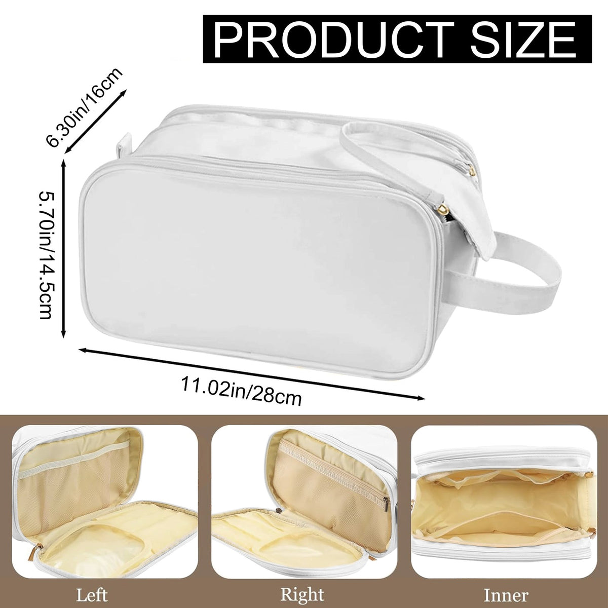 Large Capacity Travel Cosmetic Organizer with Waterproof PU Leather