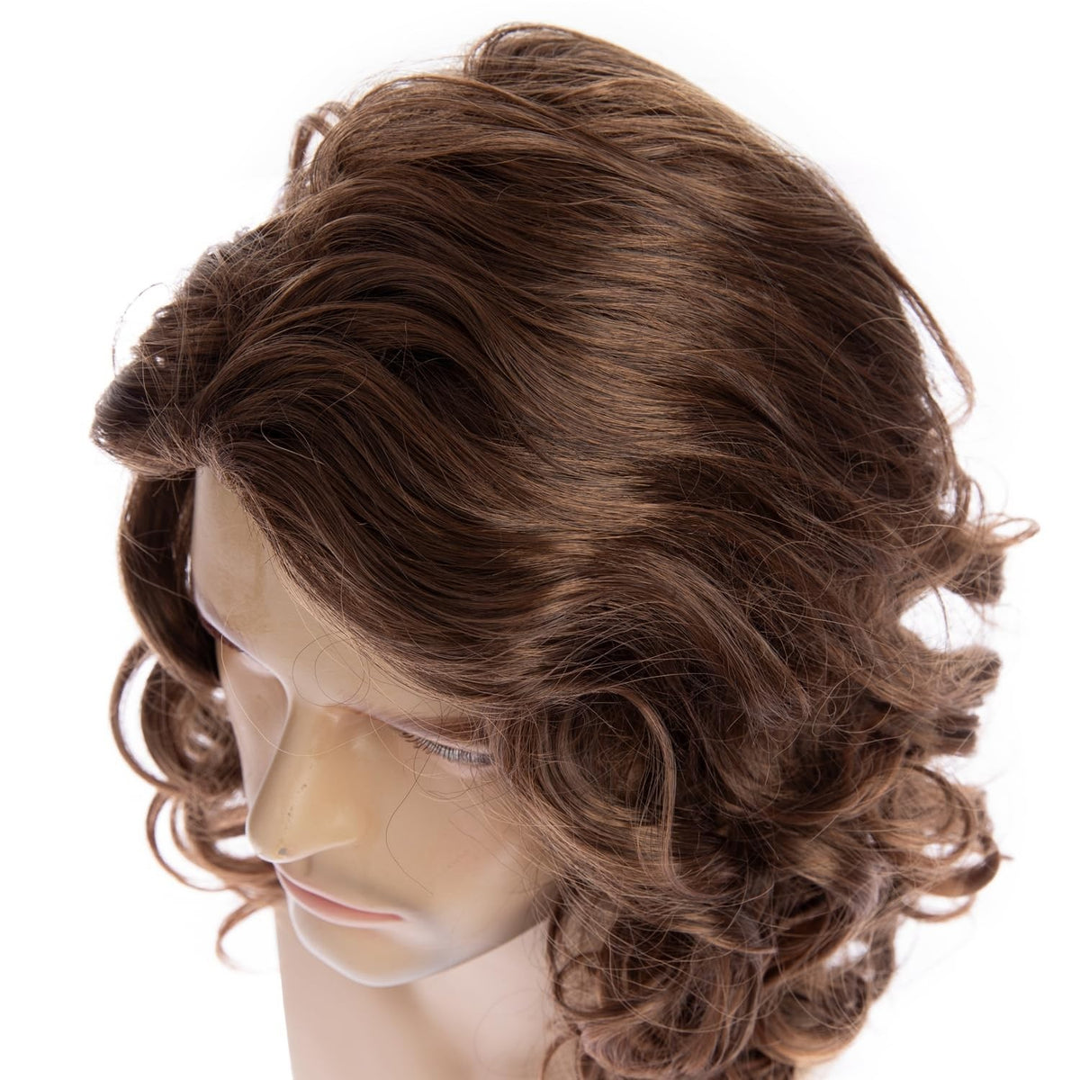 Brown Curly Synthetic Wig for Men - 17-Inch Party & Everyday Use
