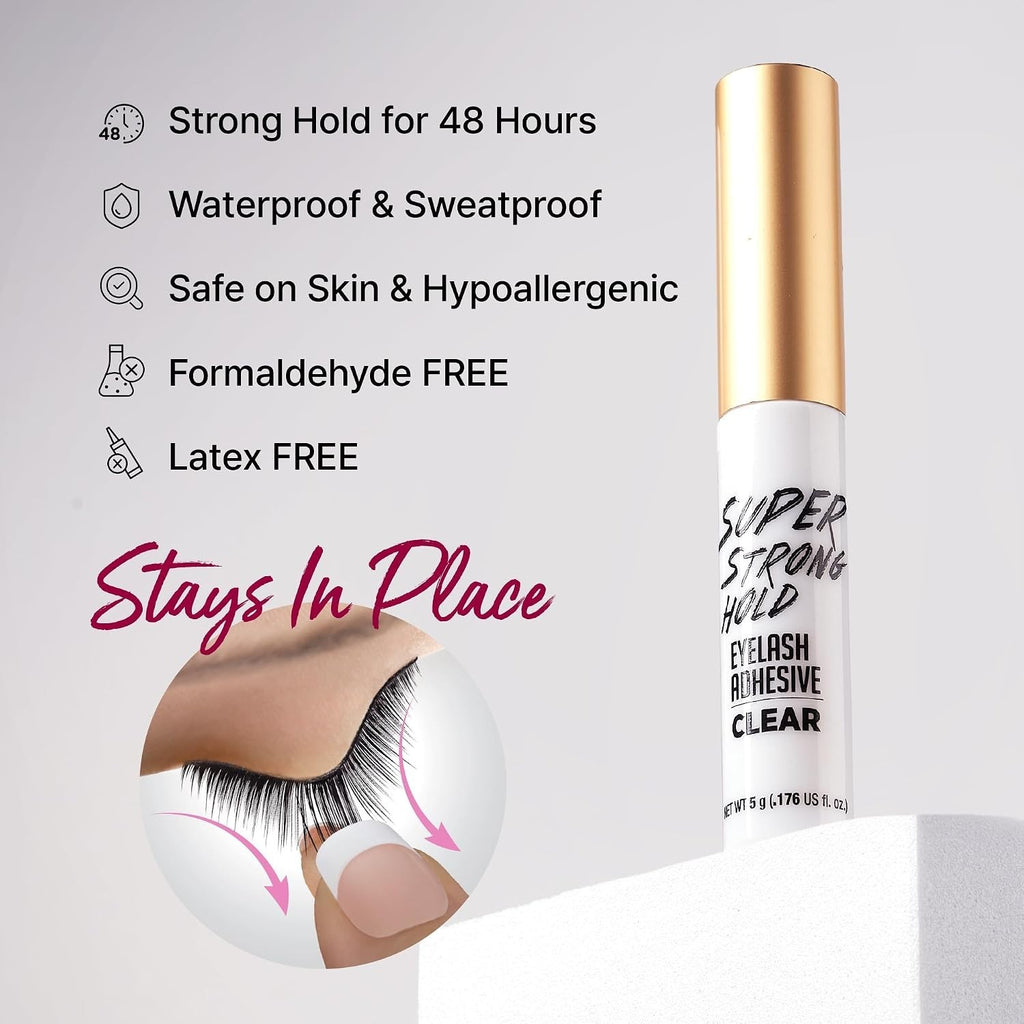 Invisible Bond Eyelash Glue - Waterproof, 48HR Hold, Latex-Free, 2 Bottles