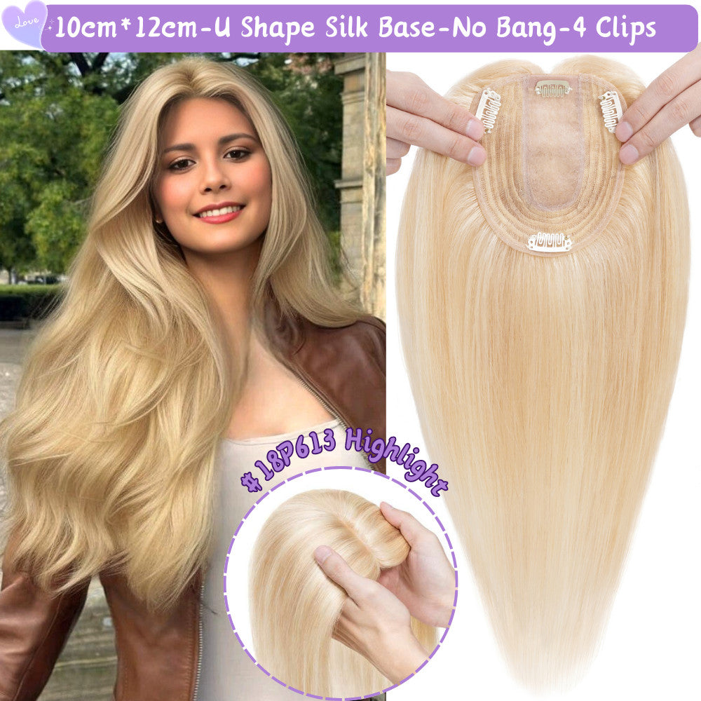 Clip-In Hair Topper for Women - Natural Remy Human Hair Wiglet with Lace/Silk Base