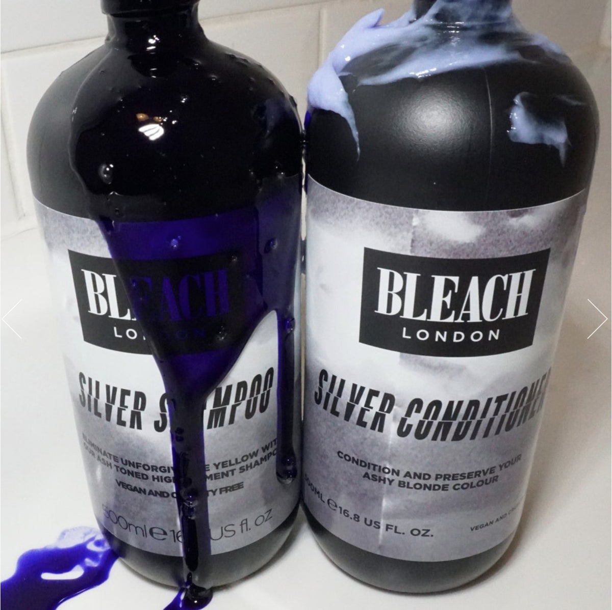 Silver Shampoo & Conditioner Set for Blonde Hair 500ml Each - Neutralizes Brassiness