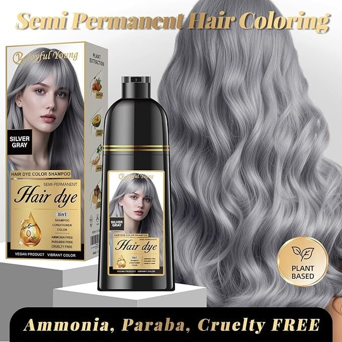 Natural Semi-Permanent Hair Dye Shampoo - Ammonia-Free, Nourishing Color