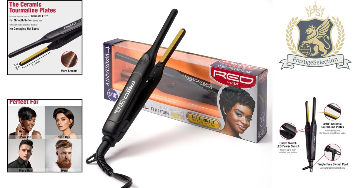 0.3 Inch Tourmaline Flat Iron for Short Hair - 450°F Adjustable Temperature