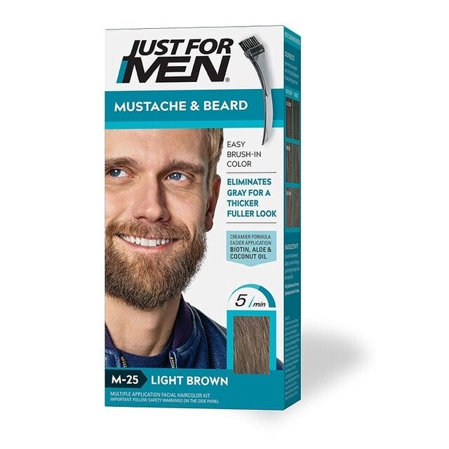 Light Brown Beard & Mustache Hair Color Kit - 2 Pack with Brush & Natural Ingredients