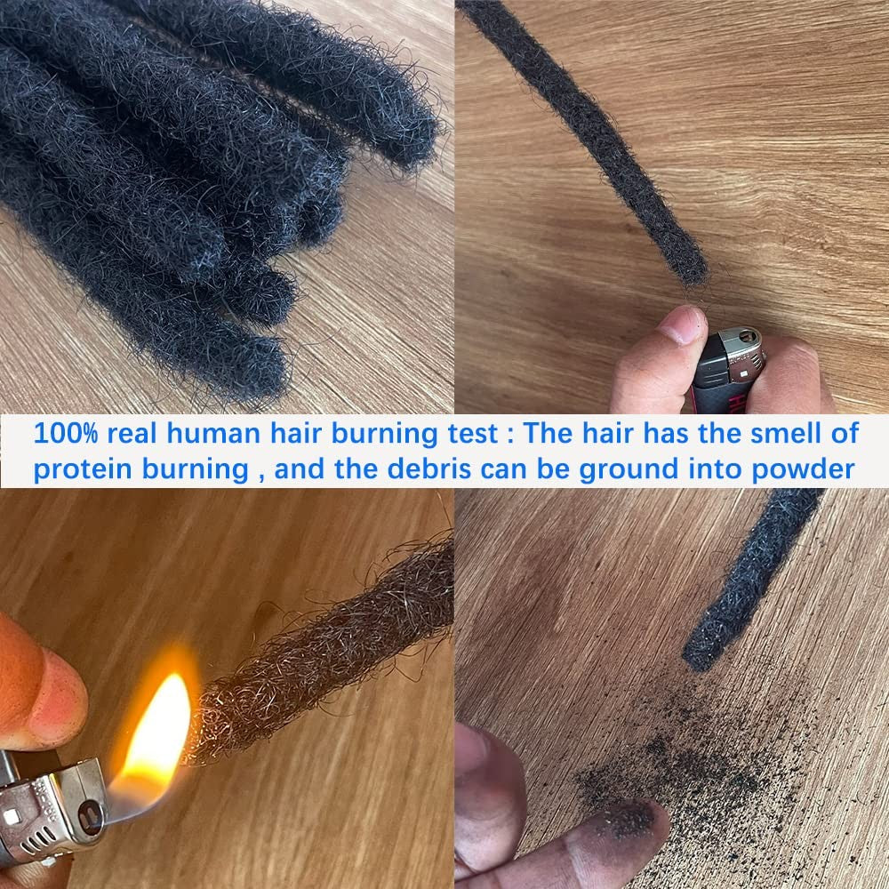 Human Hair Dreadlock Extensions 0.4cm 8 Inch Natural Black 30 Strands