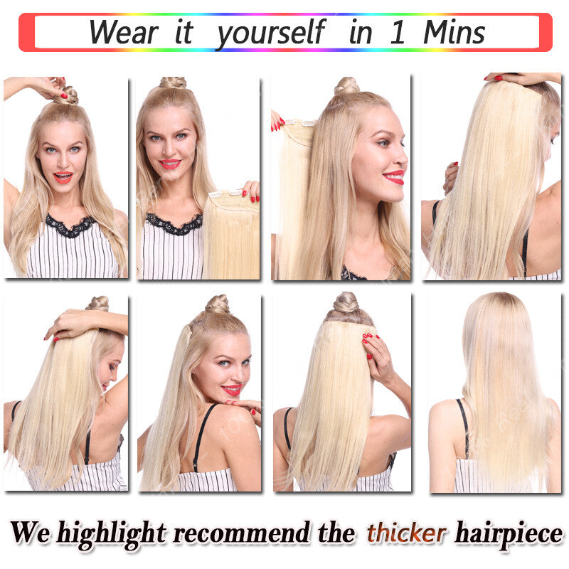 Remy Human Hair Clip-In Extensions 3/4 Full Head Weft - Multiple Colors & Lengths