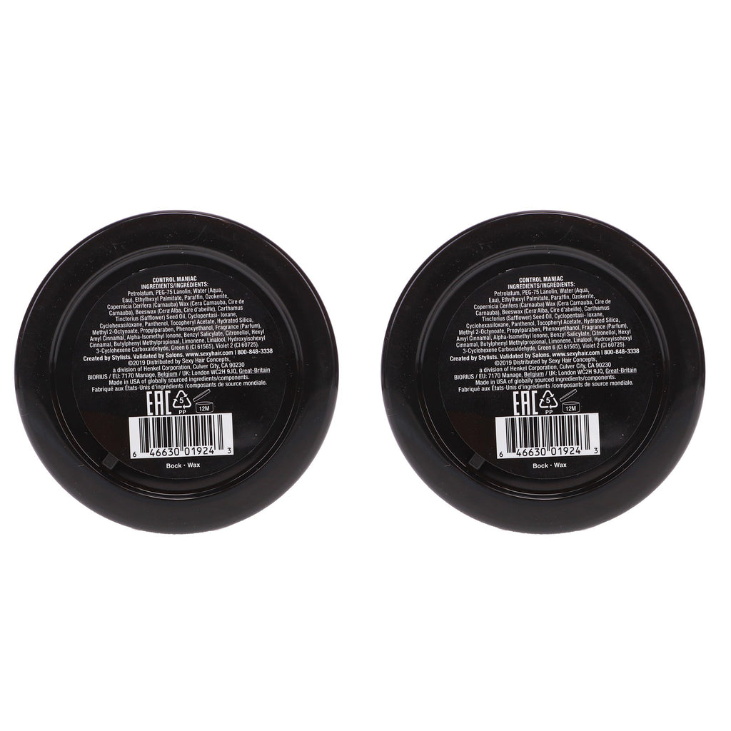 Hair Styling Wax Control Maniac 2.5 oz Pack of 2 for Hold & Shine