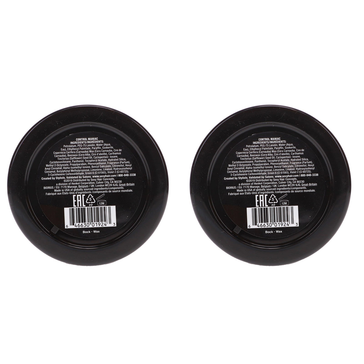 Hair Styling Wax Control Maniac 2.5 oz Pack of 2 for Hold & Shine