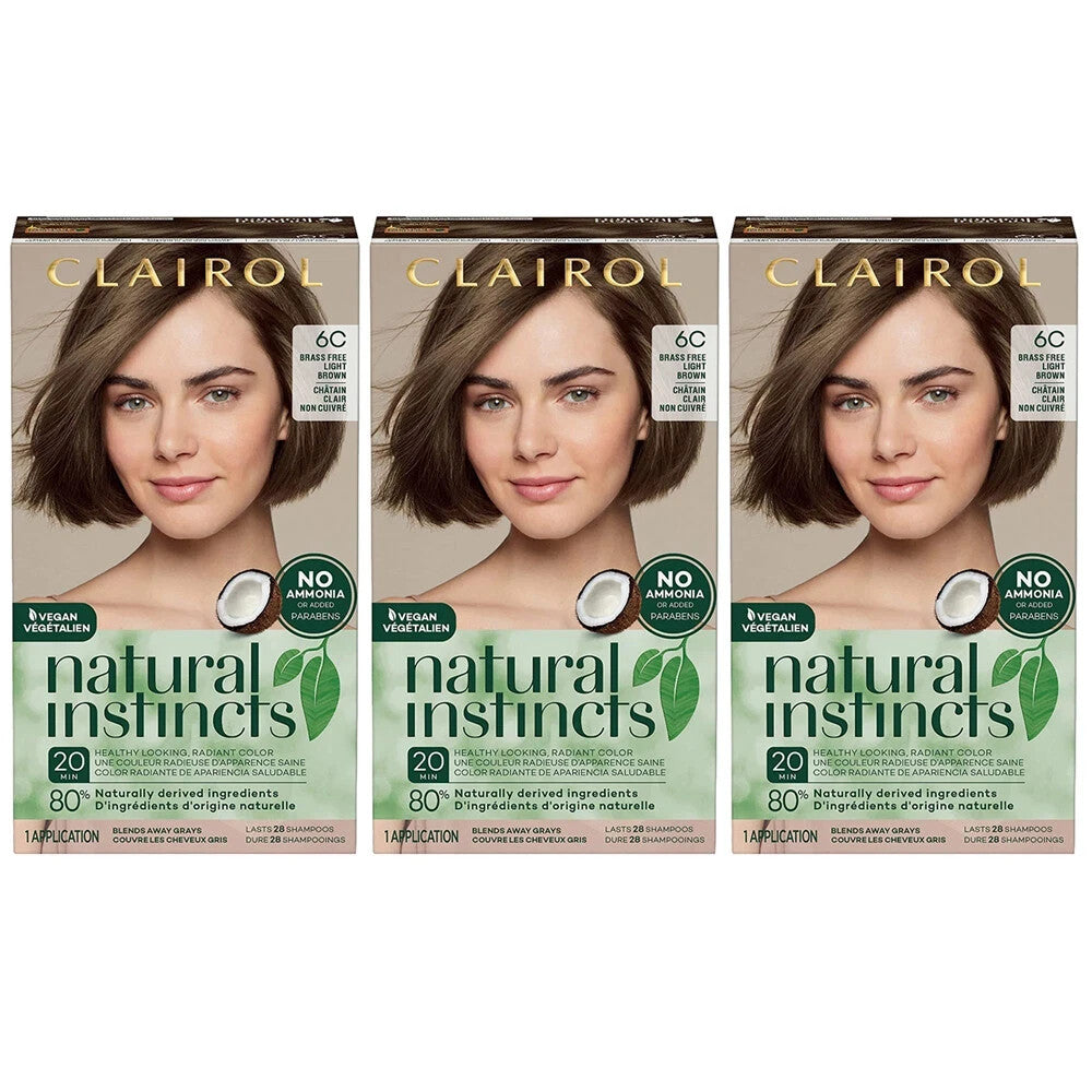 Semi-Permanent Hair Color Set - Light Brown 6C - 3 Pack