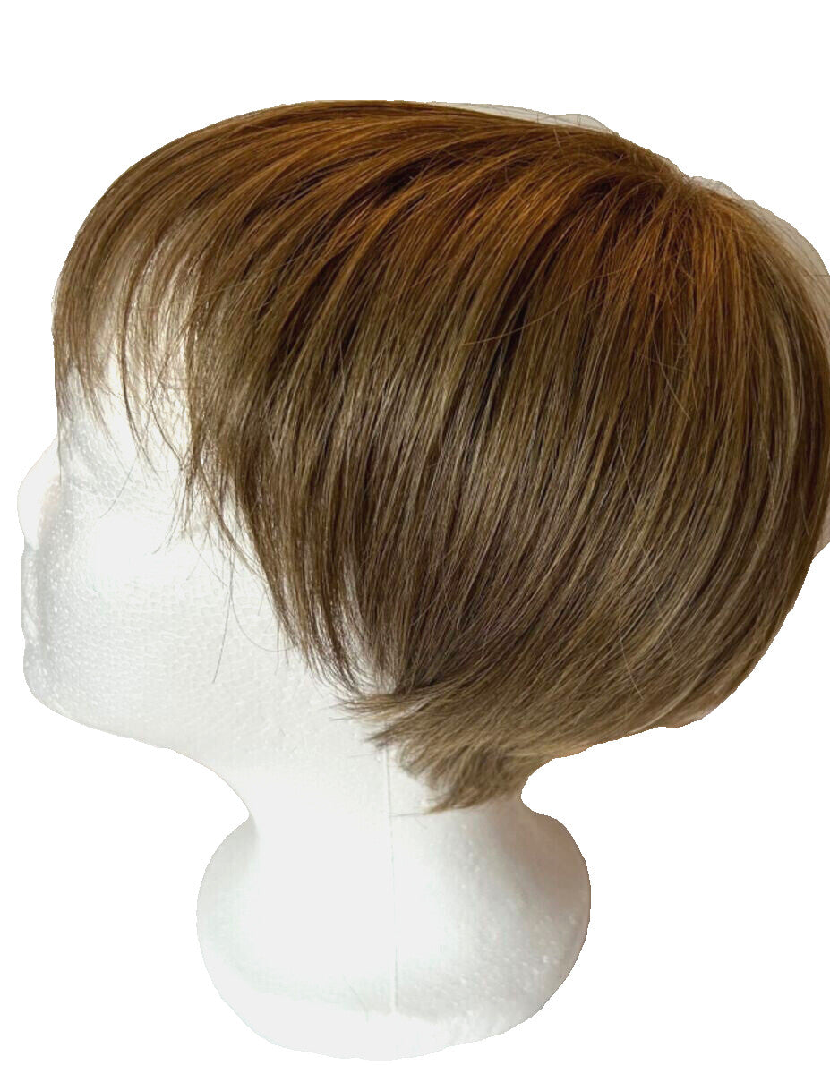 Short Layered Bob Wig - Light Ash Brown Synthetic Hair, Heat-Friendly