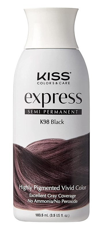 (3 Pack) Kiss Color #K98 Semi-Permanent Black Hair Dye 3.5oz - No Ammonia or Peroxide