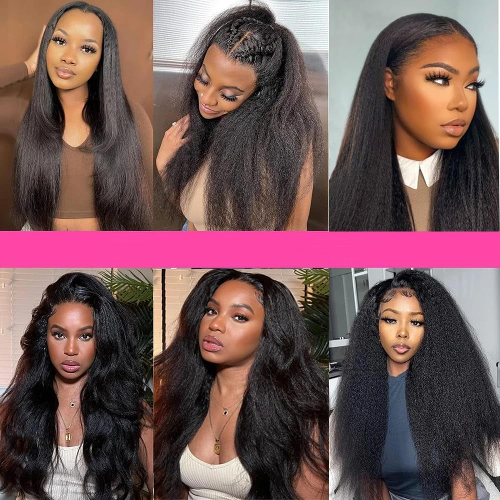 Kinky Straight Brazilian Virgin Human Hair Extensions - 3 Bundles #1b 150g