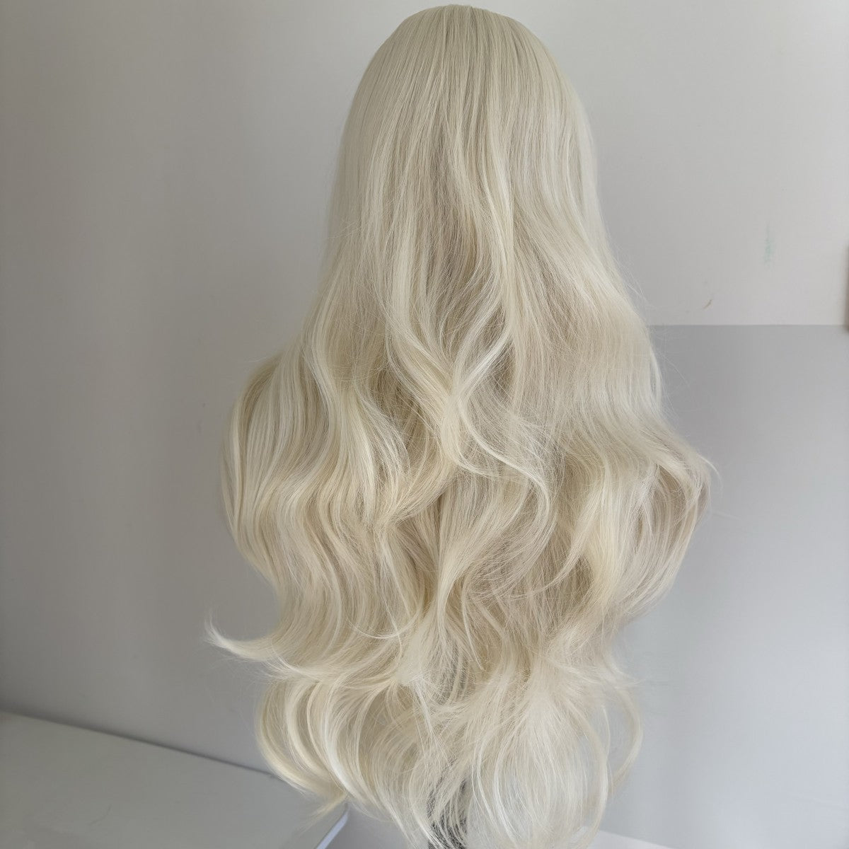 Long Wavy Blonde Synthetic Costume Wig with Bangs - Heat Resistant, Tangle-Free