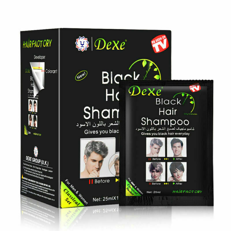 Herbal Black Hair Shampoo Darkening Hair Dye - 10 Pack