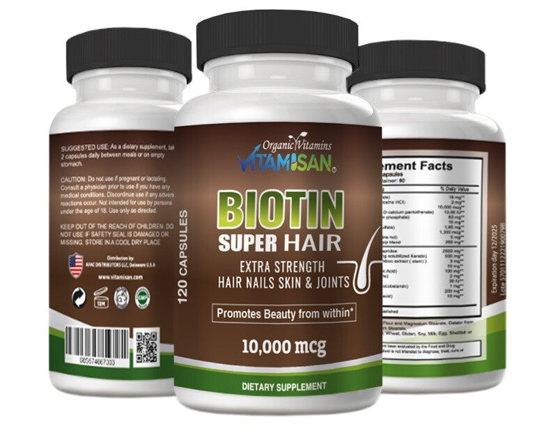 Hair Growth Vitamins - Biotin Support for Hair Loss - 240 Capsules