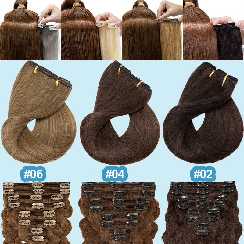 Thick Remy Clip-In Hair Extensions Full Head Double Weft Human Hair