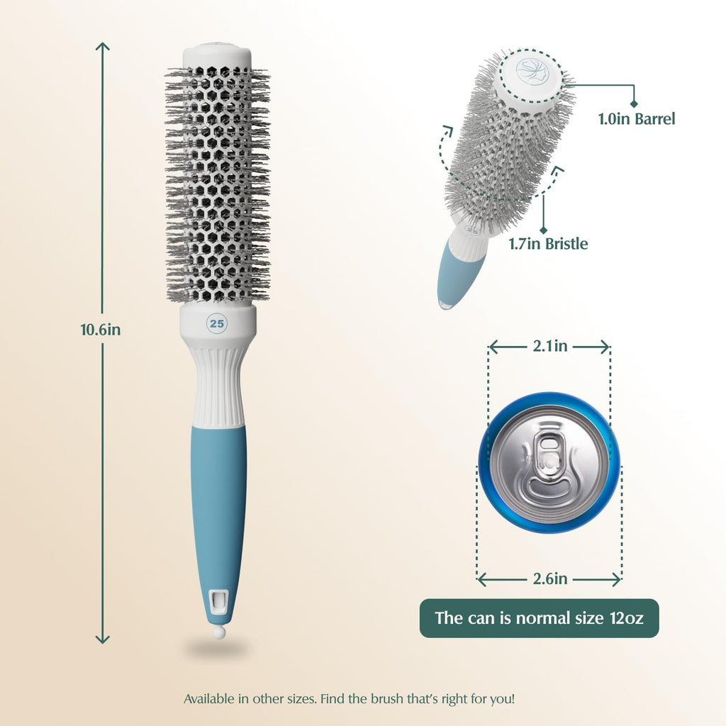 Detangling Ceramic Round Hair Brush for Shine & Volume - Ionic Bristles