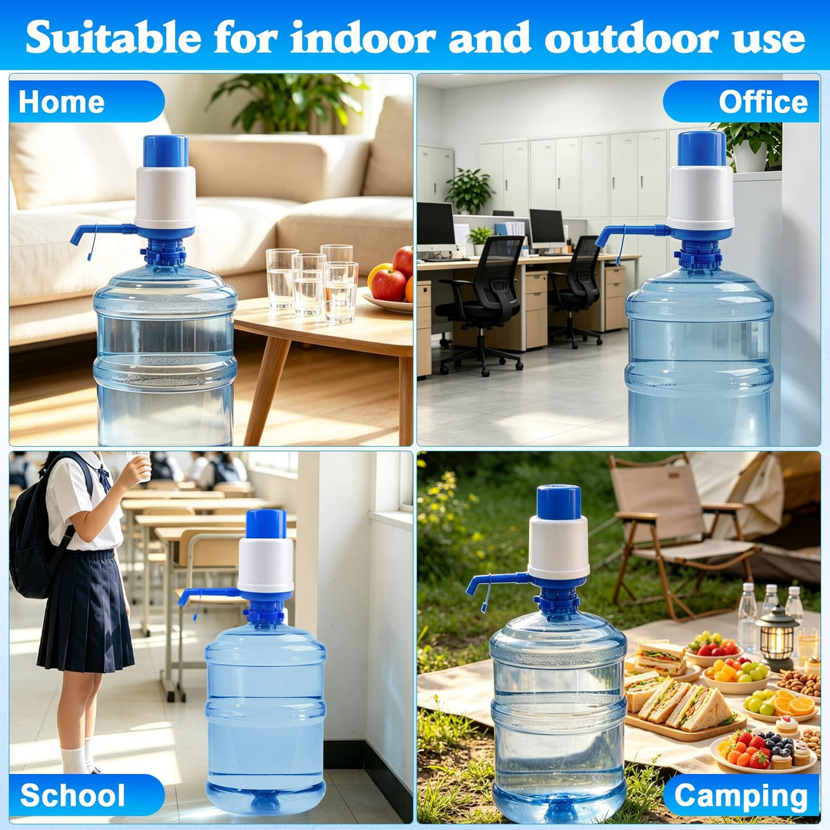 2 Pack 5 Gallon Water Bottle Pump - Portable Manual Drinking Pump
