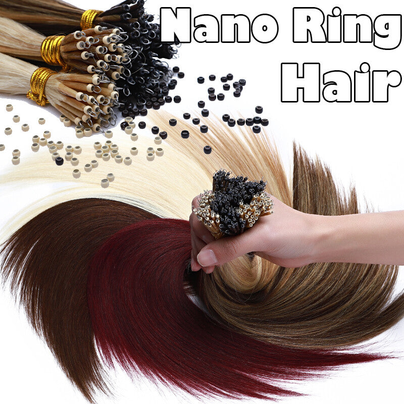 Remy Human Hair Extensions Nano Ring Bead Set - Multiple Lengths & Colors