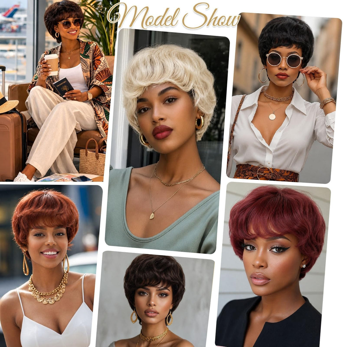 Short Layered Pixie Wig for Black Women - 100% Human Hair Wavy Style