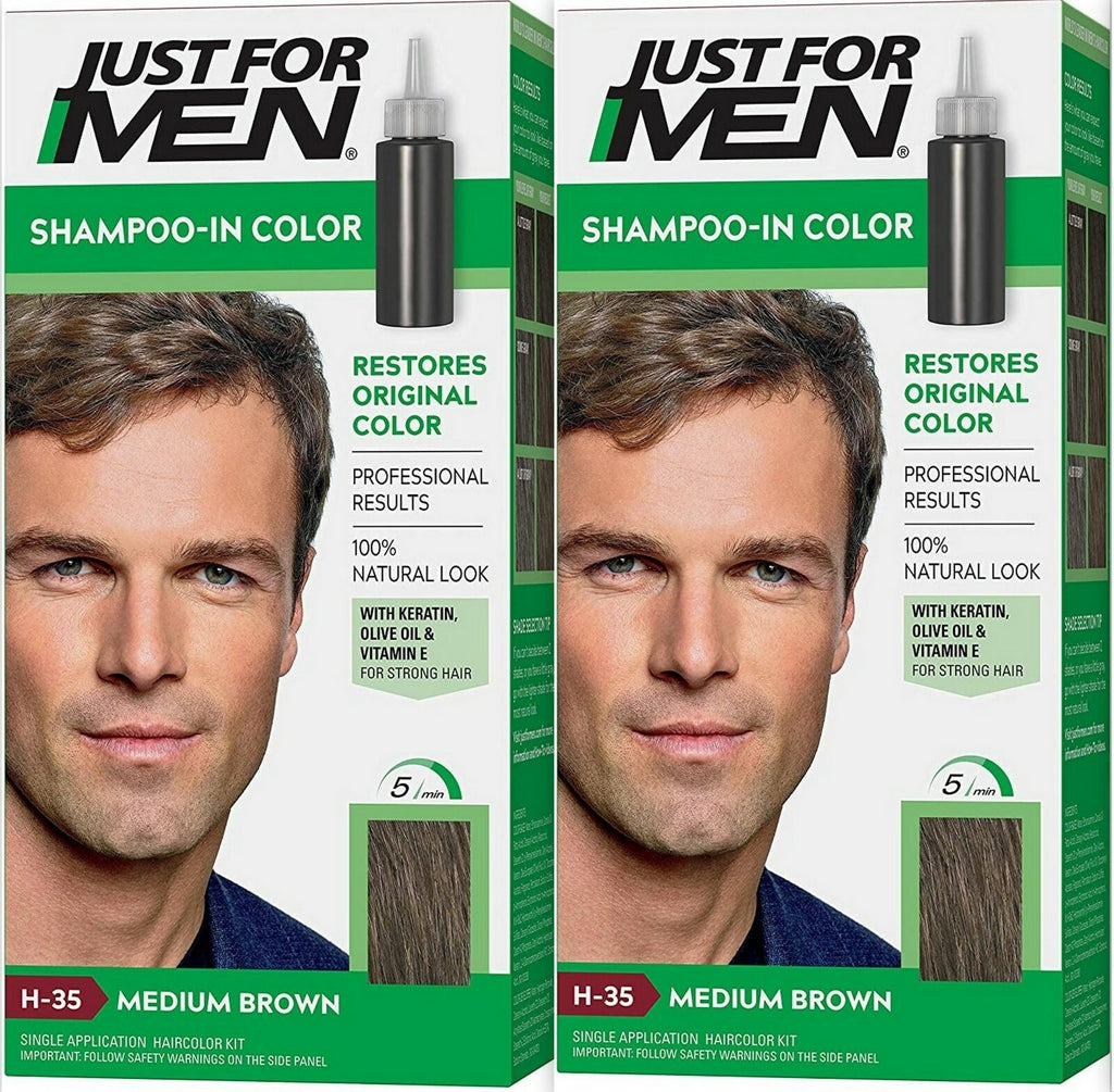 Hair Color Shampoo with Keratin - Medium Brown, 2 Pack | For Gray Coverage