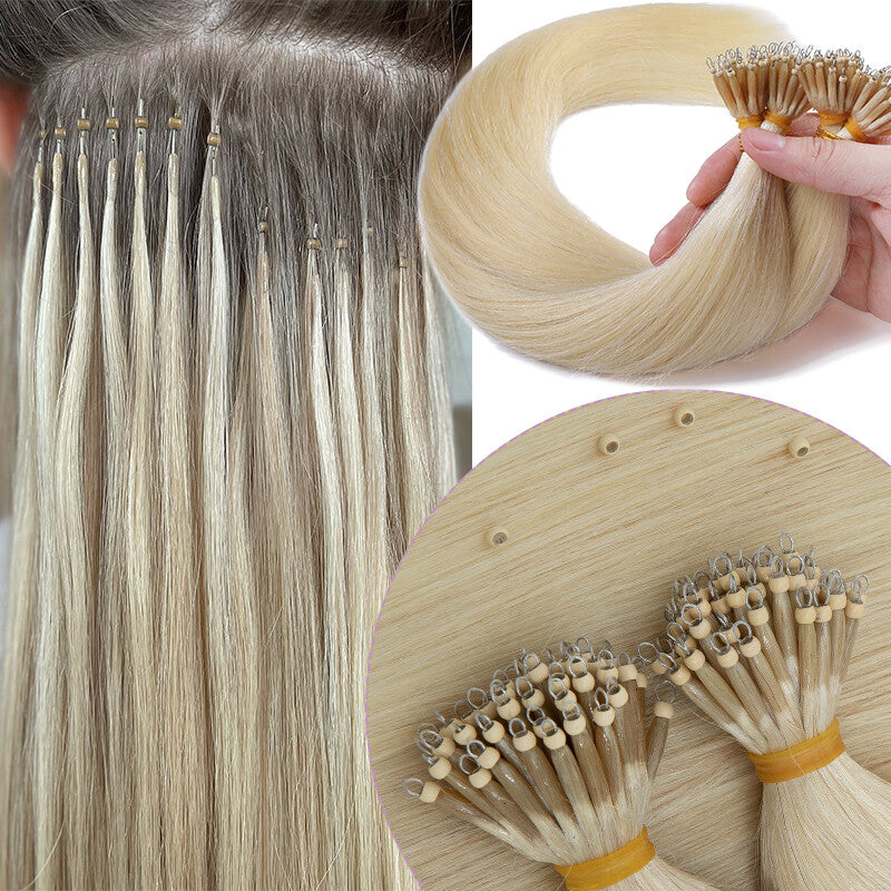 Nano Ring Remy Human Hair Extensions - Thick Highlight Balayage Ombre, 16-22 Inch Options