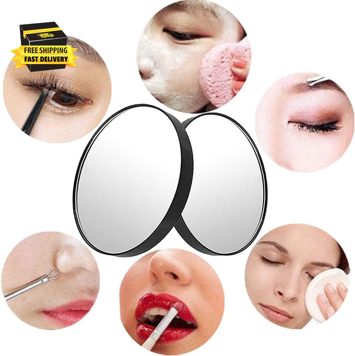 10X Magnifying Makeup Mirror with Suction Cups - Round Cosmetic Mirror for Facial Care
