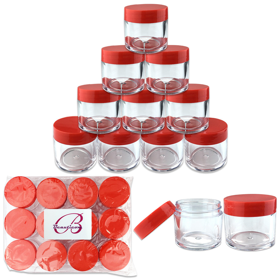12 Pack 1oz Acrylic Plastic Jars BPA Free Sample Containers for Cosmetics & Food