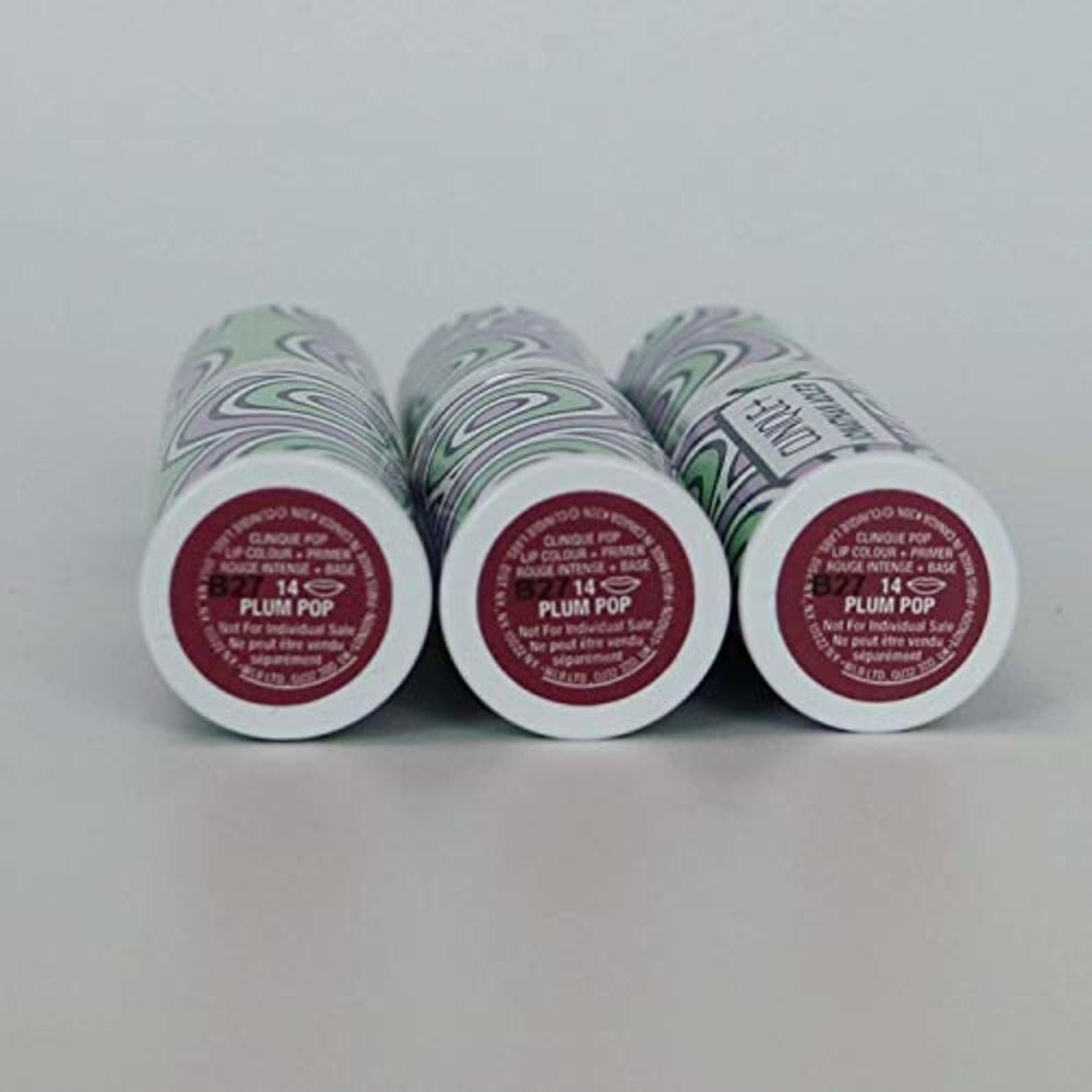 Lip Color Lipstick Set - Clinique Plum Pop 14 Full Size (Lot of 3)