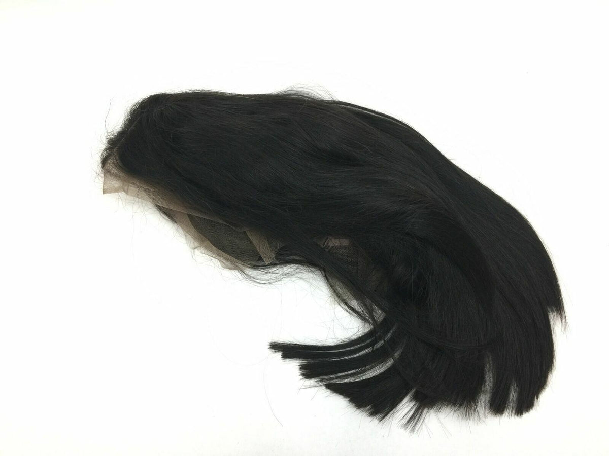 12-Inch Human Hair Lace Front Wig Straight Bob Middle Part Dark Brown