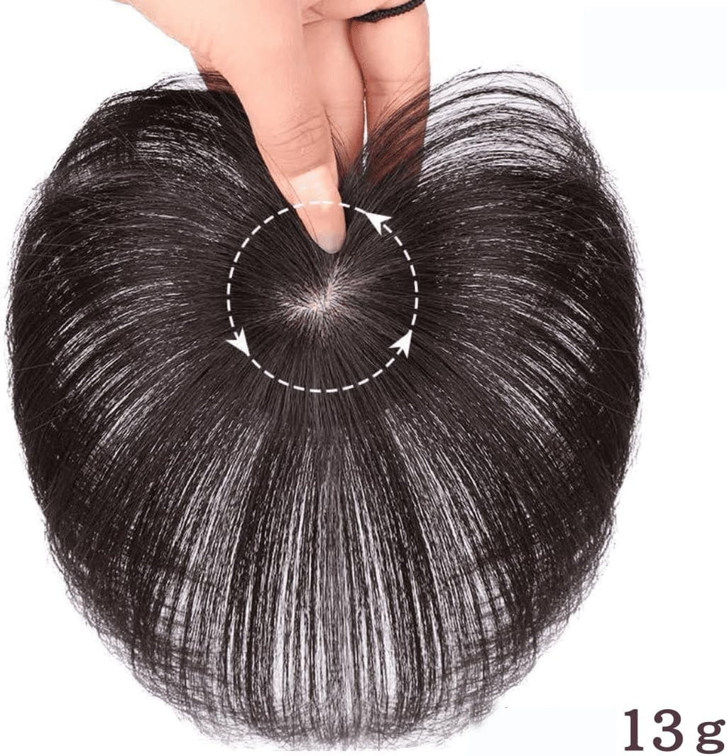 Silk Base Clip-In Human Hair Topper for Thinning Hair - Remy Straight 4-6 Inch