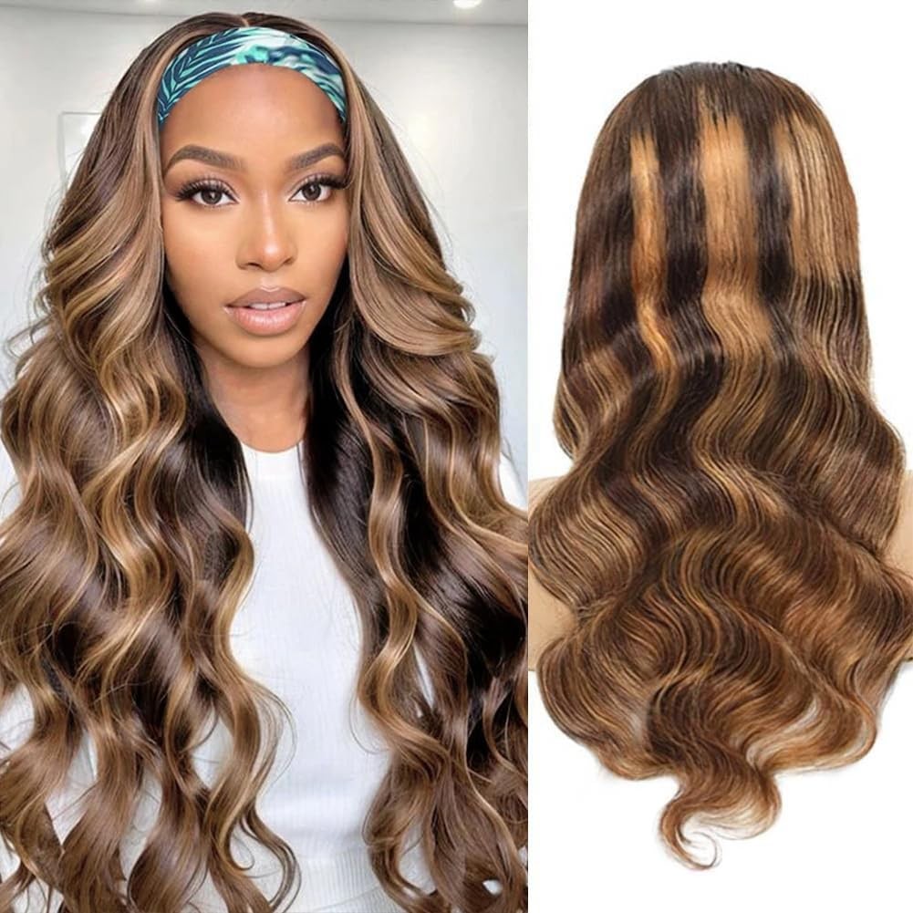 16-Inch Body Wave Wig with 150% Density - Brazilian Virgin Hair Headband Style