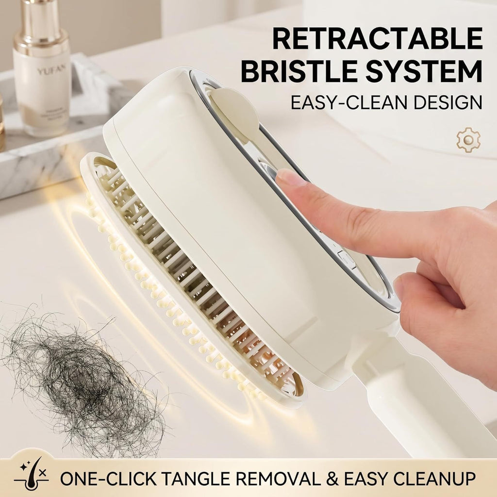 Electric Steam Hair Brush with Nano Mist & Red Light Therapy - Rechargeable, Portable, Detangling & Hydrating