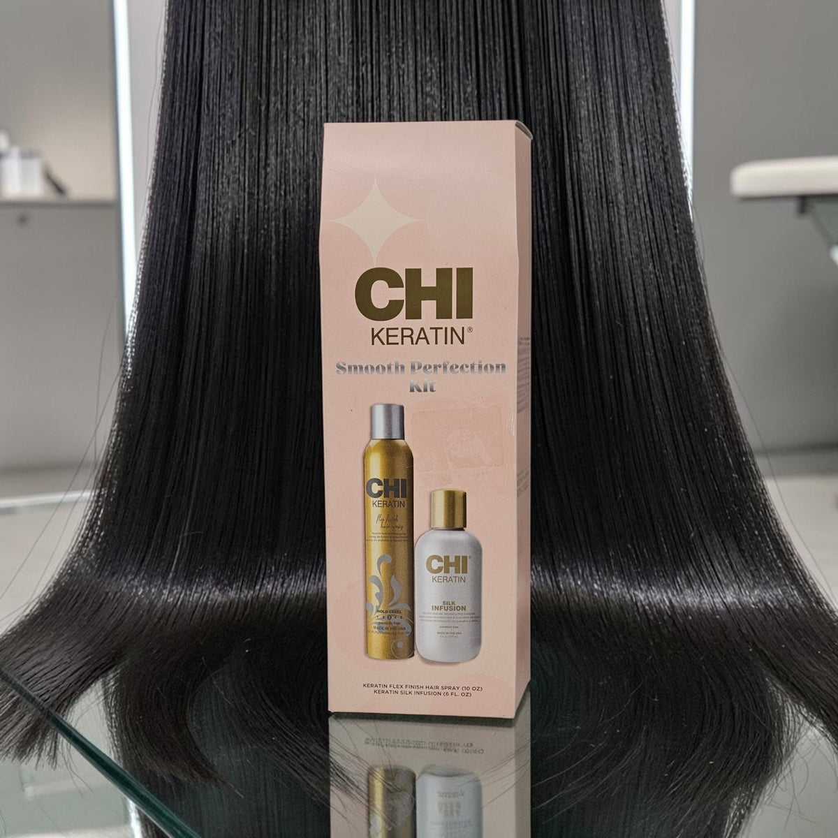 Keratin Hair Smoothing Kit with Flexible Finish Hair Spray & Silk Infusion