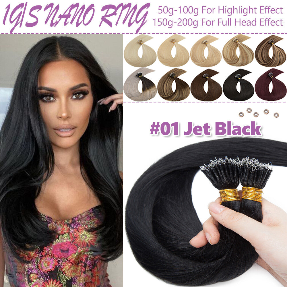 Nano Ring Human Hair Extensions - 14-24 Inch Remy Real Hair Highlights