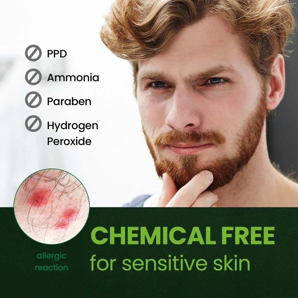 Herb For Men Mustache & Beard Dye Kit Natural Black PPD-Free Ammonia-Free