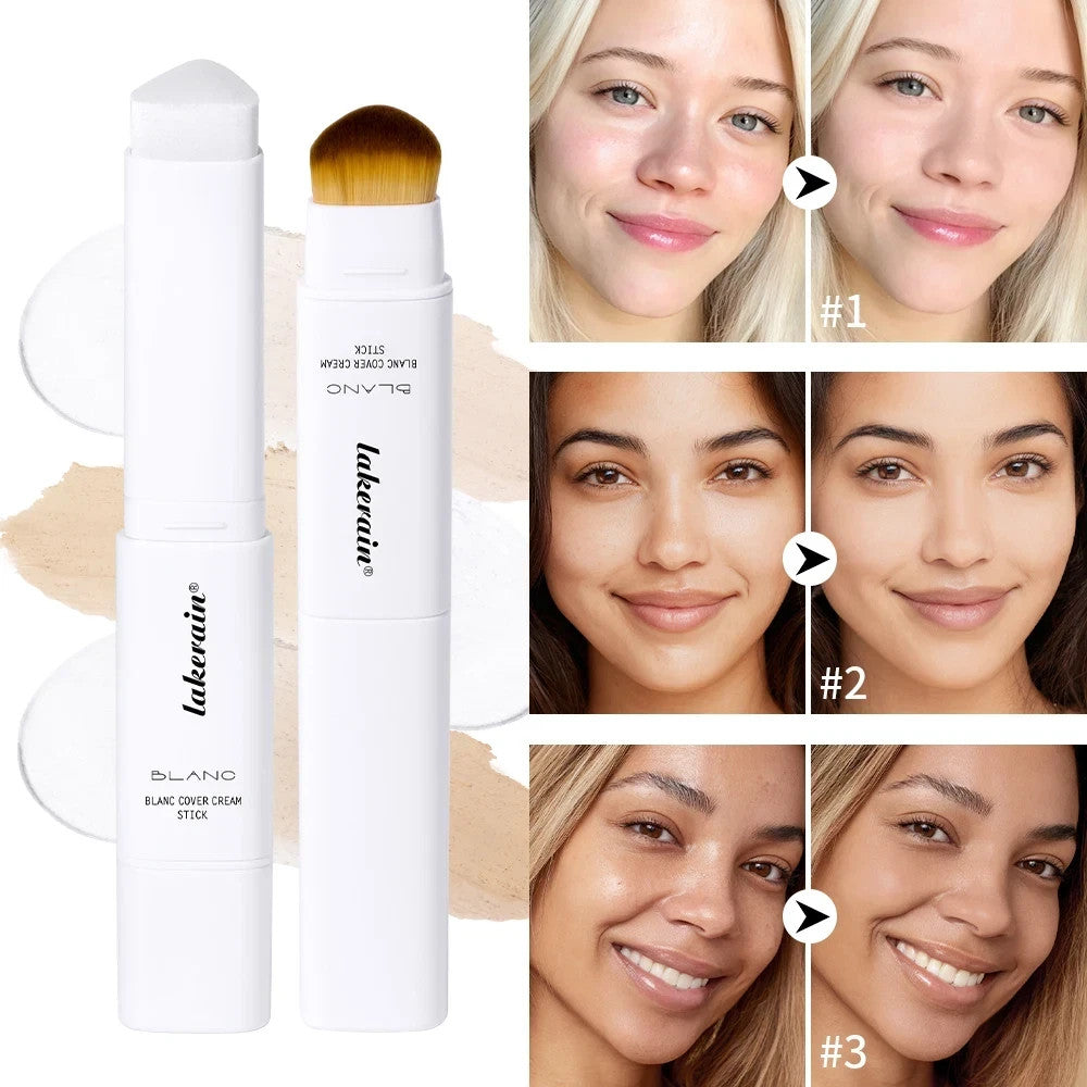 Color-Changing Foundation Stick with Brush, Full Coverage, Hydrating Skin Care