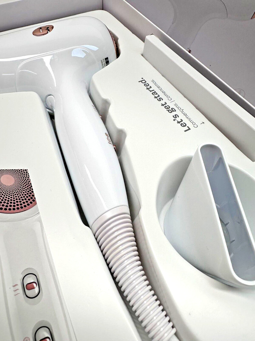 T3 Fit Ionic Compact Hair Dryer with IonAir Technology - White Rose Gold