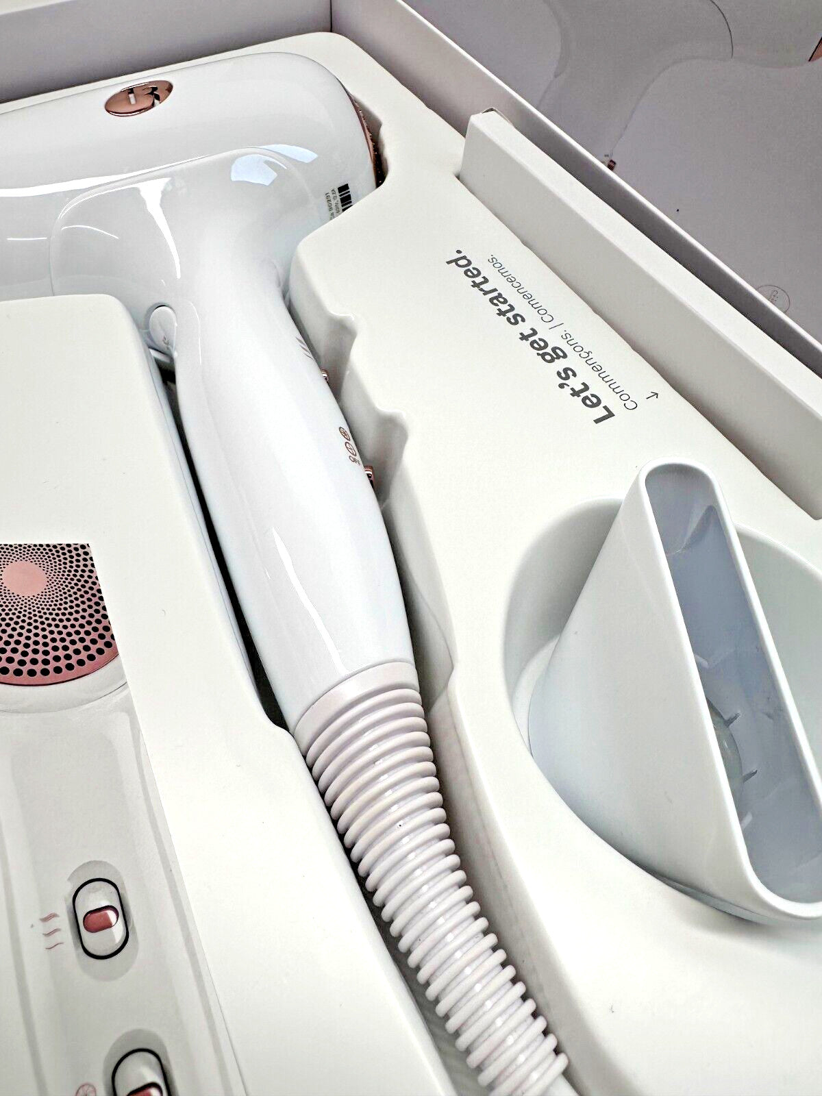 T3 Fit Ionic Compact Hair Dryer with IonAir Technology - White Rose Gold