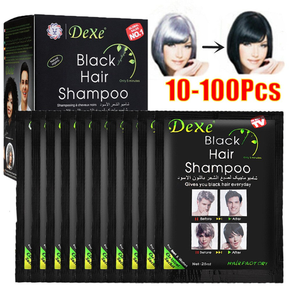 Black Hair Dye Shampoo 100PCS Natural Herbal Fast Instant 3-in-1 Hair Color