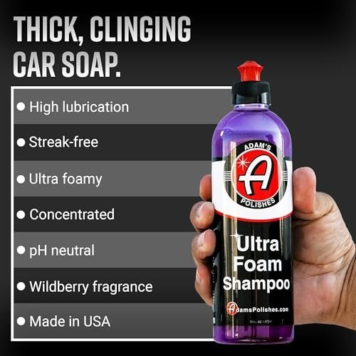 Ultra Foam Car Shampoo 16oz - pH Neutral, Sudsy Wash for Safe Vehicle Cleaning