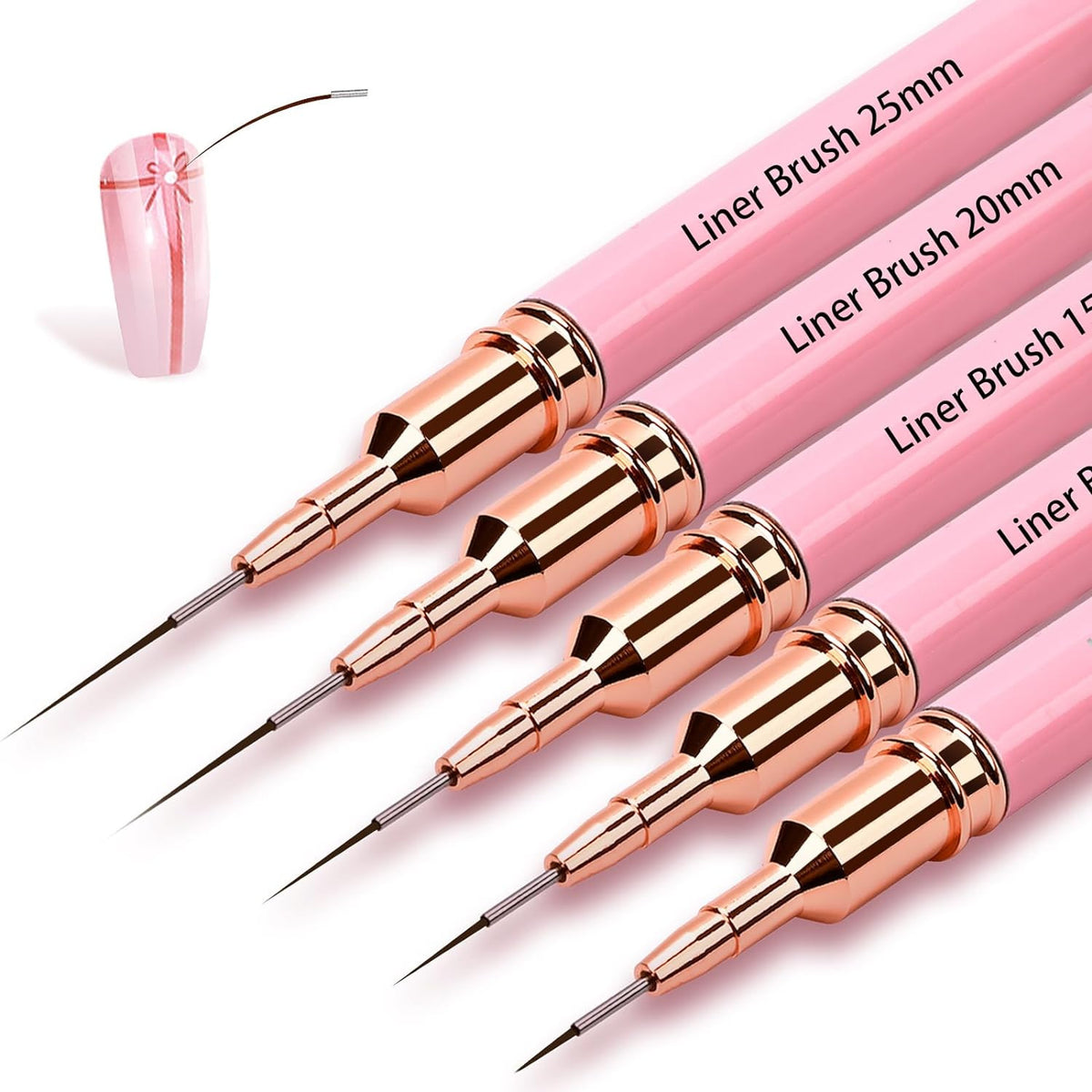 5Pcs Nail Art Liner Brushes Set for Gel Nails Fine Detailing & Design